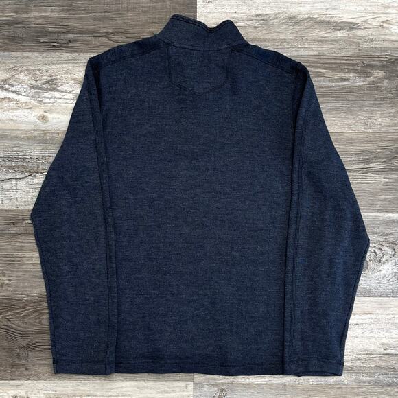 Eddie Bauer Navy‎ Blue Mens TL Quarter Zip Mock Neck Knit Sweater Preppy Office - Picture 2 of 10